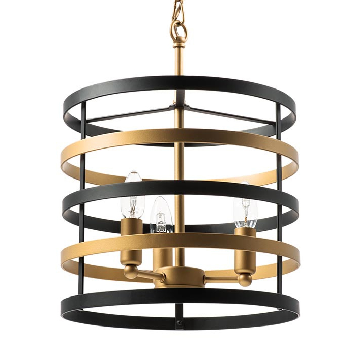 Люстра Gold Stripes Chandelier 3 Черный Золотой в Саратове | Loft Concept 