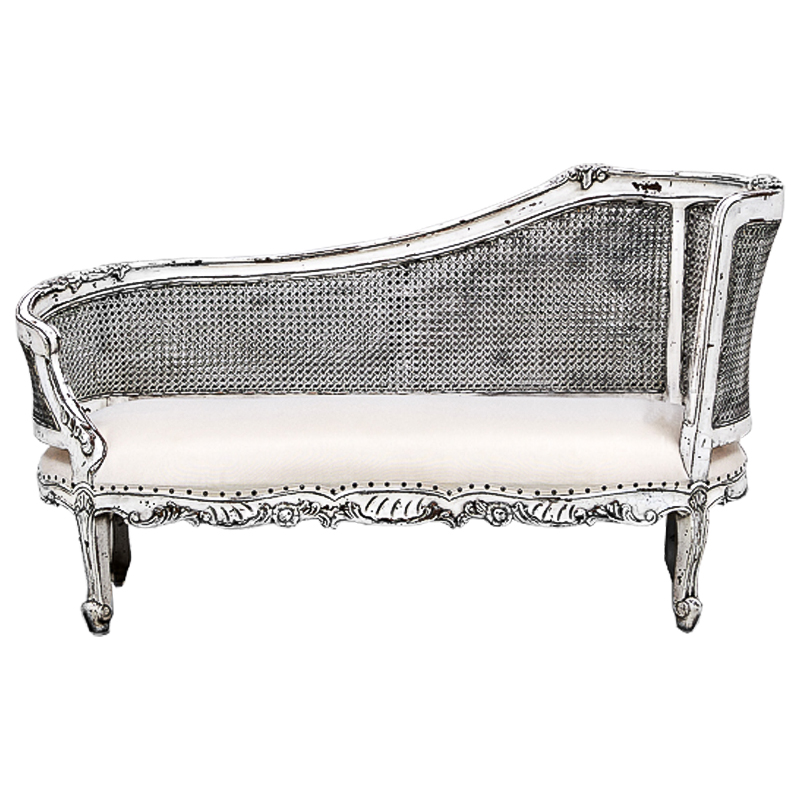Кушетка Maria Antoinette Side Sofa Белый винтажная патина Белый Кушетка Maria Antoinette Side Sofa Белый винтажная патина Белый в Саратове | Loft Concept