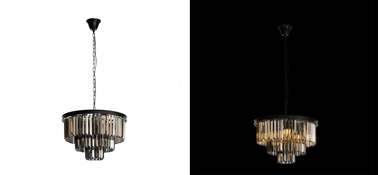 Круглая Люстра Odeon Black iron Three Layers Серое Стекло диаметр 50 см - фото №2