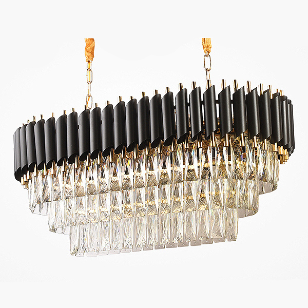 Люстра Empire Black Rectangular Chandelier Crystal Черный Золотой Прозрачный в Саратове | Loft Concept 