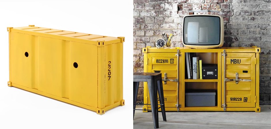 ТВ тумба морской контейнер Loft TV container yellow ТВ тумба морской контейнер Loft TV container yellow - Loft-Concept в Саратове
