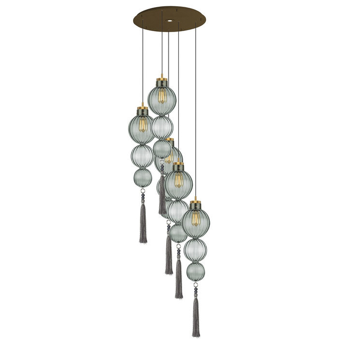 Люстра Heathfield Lighting - Medina Circle 5 Chandelier Хром Латунь Прозрачный Коричневый Голубой в Саратове | Loft Concept 