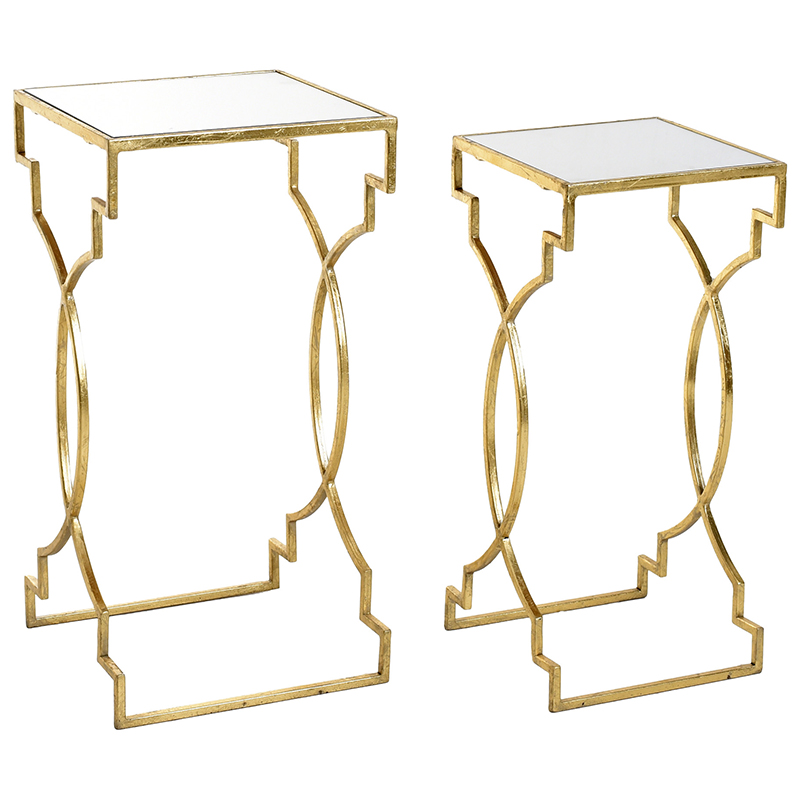 Комплект приставных столов Cowan Side Tables Золотой Прозрачный в Саратове | Loft Concept 