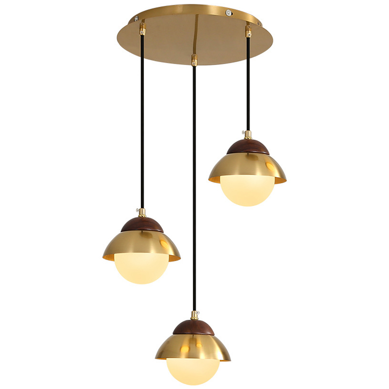 Люстра Roch Wooden Eco Light Chandelier Латунь Коричневый Белый в Саратове | Loft Concept 