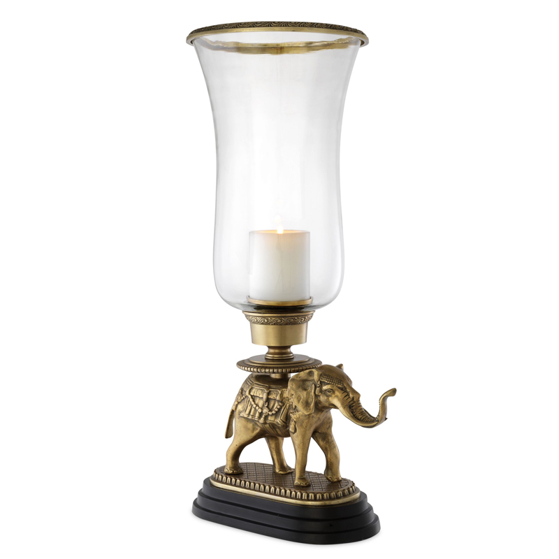 Подсвечник Eichholtz Hurricane Elephant Винтажная латунь Черный Прозрачный Подсвечник Eichholtz Hurricane Elephant Винтажная латунь Черный Прозрачный в Саратове | Loft Concept