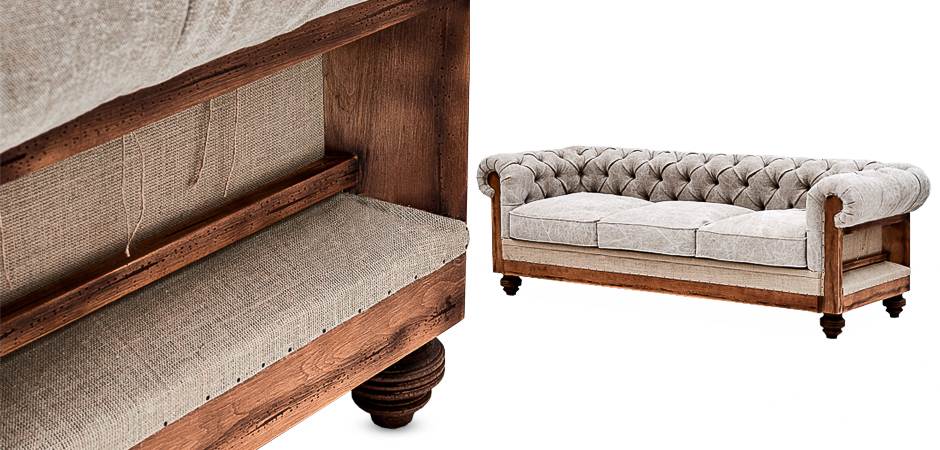 Диван Deconstructed Chesterfield Sofa Triple Gray Диван Deconstructed Chesterfield Sofa Triple Gray - Loft-Concept в Саратове