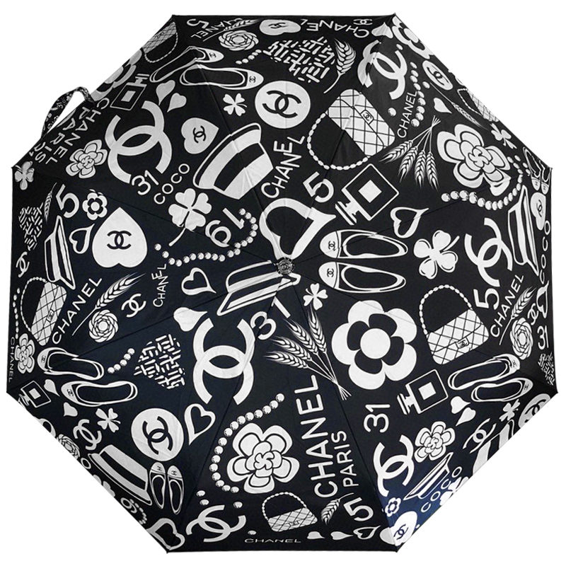 Зонт раскладной CHANEL дизайн 009 Черный цвет Черный Белый Зонт раскладной CHANEL дизайн 009 Черный цвет Черный Белый в Саратове | Loft Concept