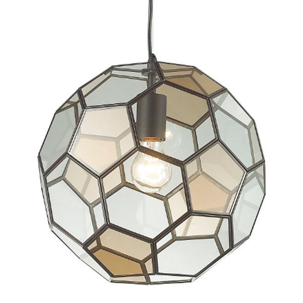 Подвесной светильник Glass & Metal Cage Pendant Globe Multi Прозрачное Стекло Янтарь (Amber) Черный в Саратове | Loft Concept 