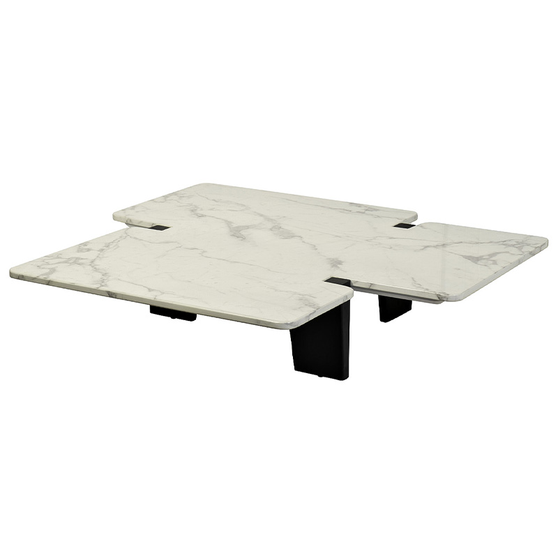 Кофейный стол Lewys Marble Coffee Table Белый Мрамор Bianco Коричневый в Саратове | Loft Concept 