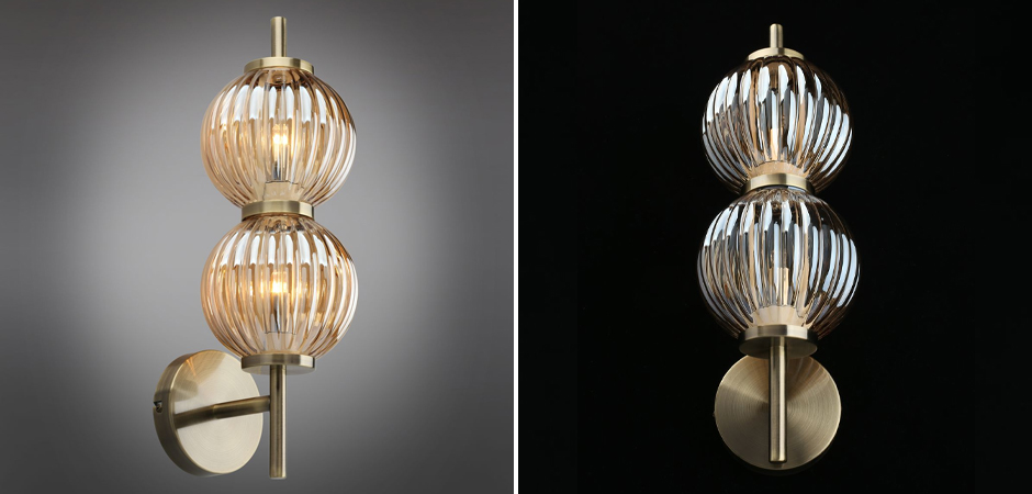 Бра Shell Beads с янтарным стеклом Бра Shell Beads с янтарным стеклом - Loft-Concept в Саратове