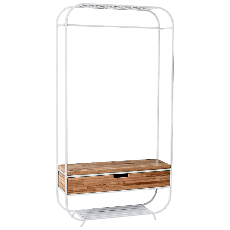 Рейл с выдвижным ящиком Ewing White Industrial Metal Rust Clothes Rail Белый Светлый дуб Рейл с выдвижным ящиком Ewing White Industrial Metal Rust Clothes Rail Белый Светлый дуб в Саратове | Loft Concept