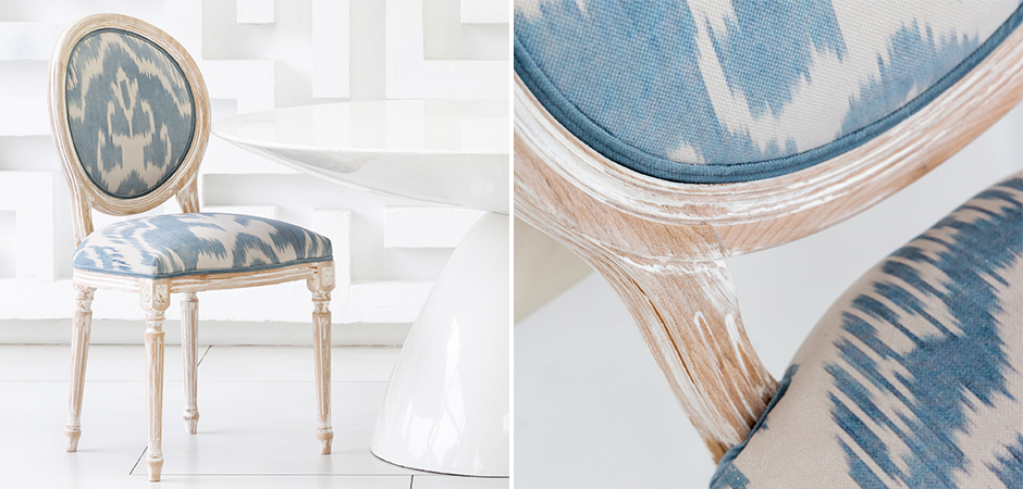 Мягкий стул со светло-голубым узором Ikat Pattern Мягкий стул со светло-голубым узором Ikat Pattern - Loft-Concept в Саратове