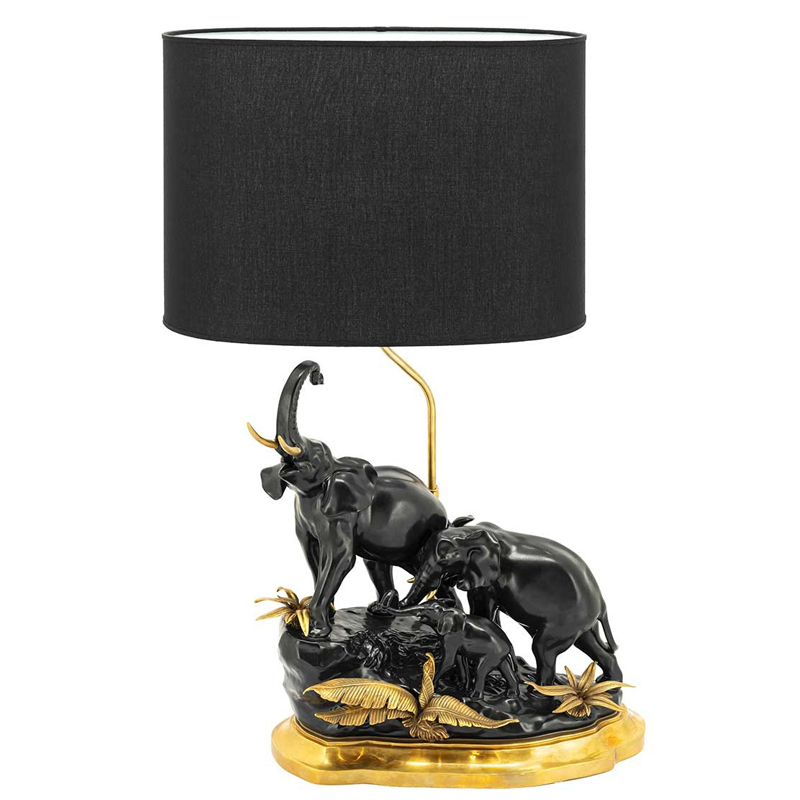 Настольная лампа ABHIKA TABLE LAMP ELEPHANT Черный Золотой в Саратове | Loft Concept 