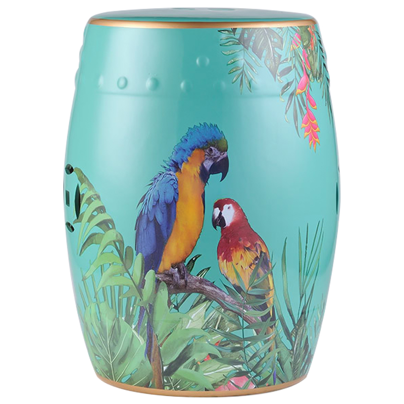 Керамический табурет Parrots Tropical Animal Ceramic Stool Turquoise Бирюзовый Мульти в Саратове | Loft Concept 