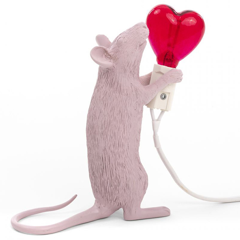 Настольная лампа Seletti Mouse Step Love USB Белый Красный Настольная лампа Seletti Mouse Step Love USB Белый Красный в Саратове | Loft Concept