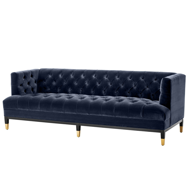 Диван Eichholtz Sofa Castelle midnight blue Темно-синий Черный Латунь в Саратове | Loft Concept 