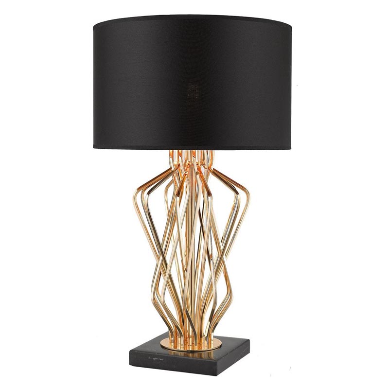 Настольная лампа Lester Table Lamp Черный Мрамор Nero Глянцевое золото в Саратове | Loft Concept 