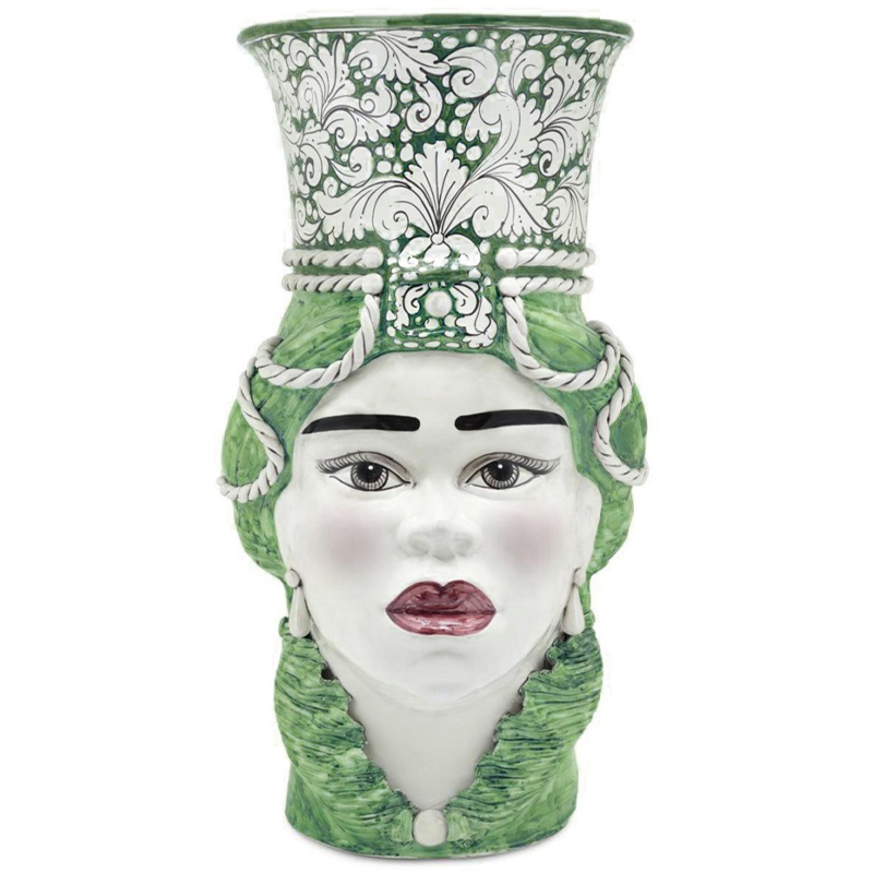 Ваза Vase Moro Lady Giant Ornate Green Зеленый Белый в Саратове | Loft Concept 