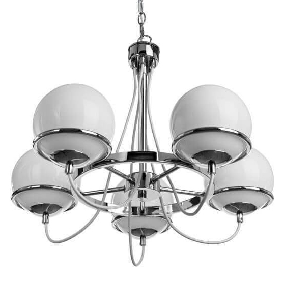 Люстра Melissa Chandelier Chromium 5 Хром Белый в Саратове | Loft Concept 