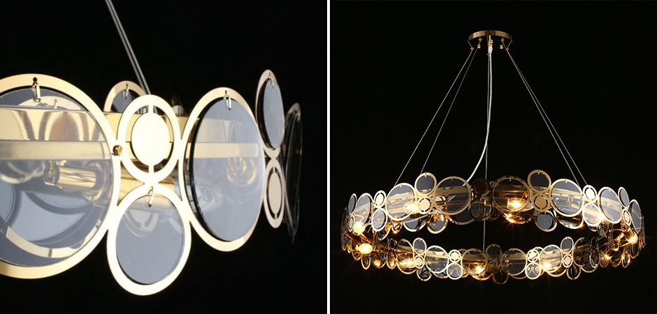 Люстра с дымчатым стеклом Golden Circles Люстра с дымчатым стеклом Golden Circles - Loft-Concept в Саратове