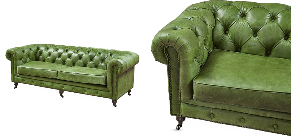 Диван Chesterfield leather Sofa green Диван Chesterfield leather Sofa green - Loft-Concept в Саратове