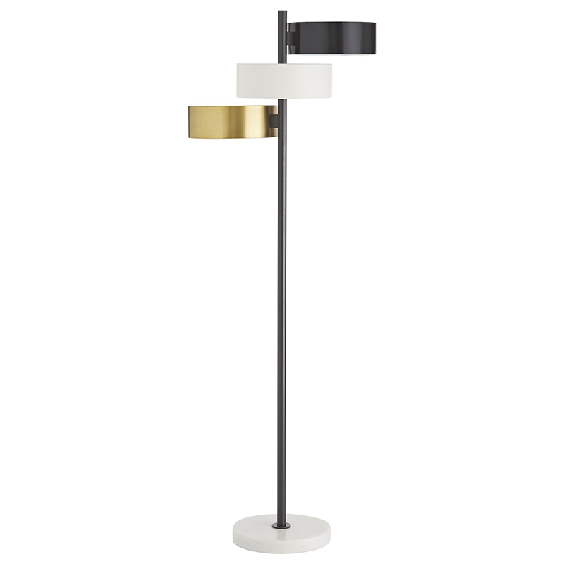 Торшер Arteriors HUTTON FLOOR LAMP Латунь Черный Белый в Саратове | Loft Concept 