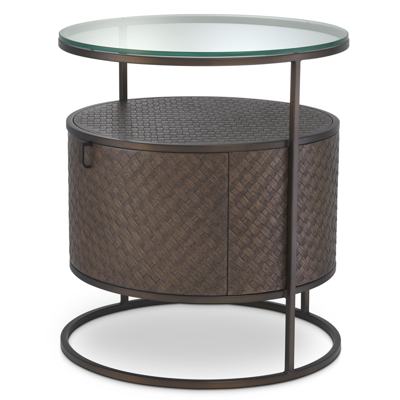 Приставной стол Eichholtz Bedside Table Napa Valley Темная бронза Коричневый Прозрачный в Саратове | Loft Concept 