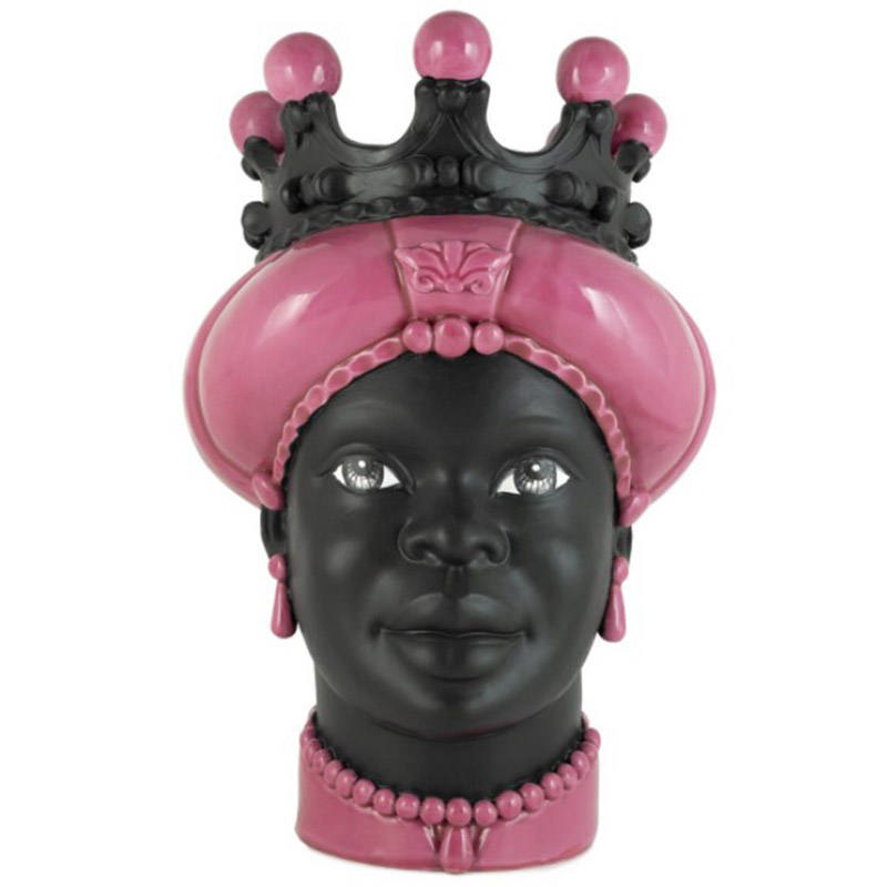 Ваза VASE MORO LADY CROWN DARK pink Черный Розовый в Саратове | Loft Concept 