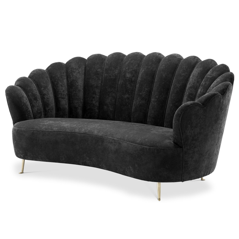 Диван Eichholtz Sofa Messina Black Черный Латунь в Саратове | Loft Concept 