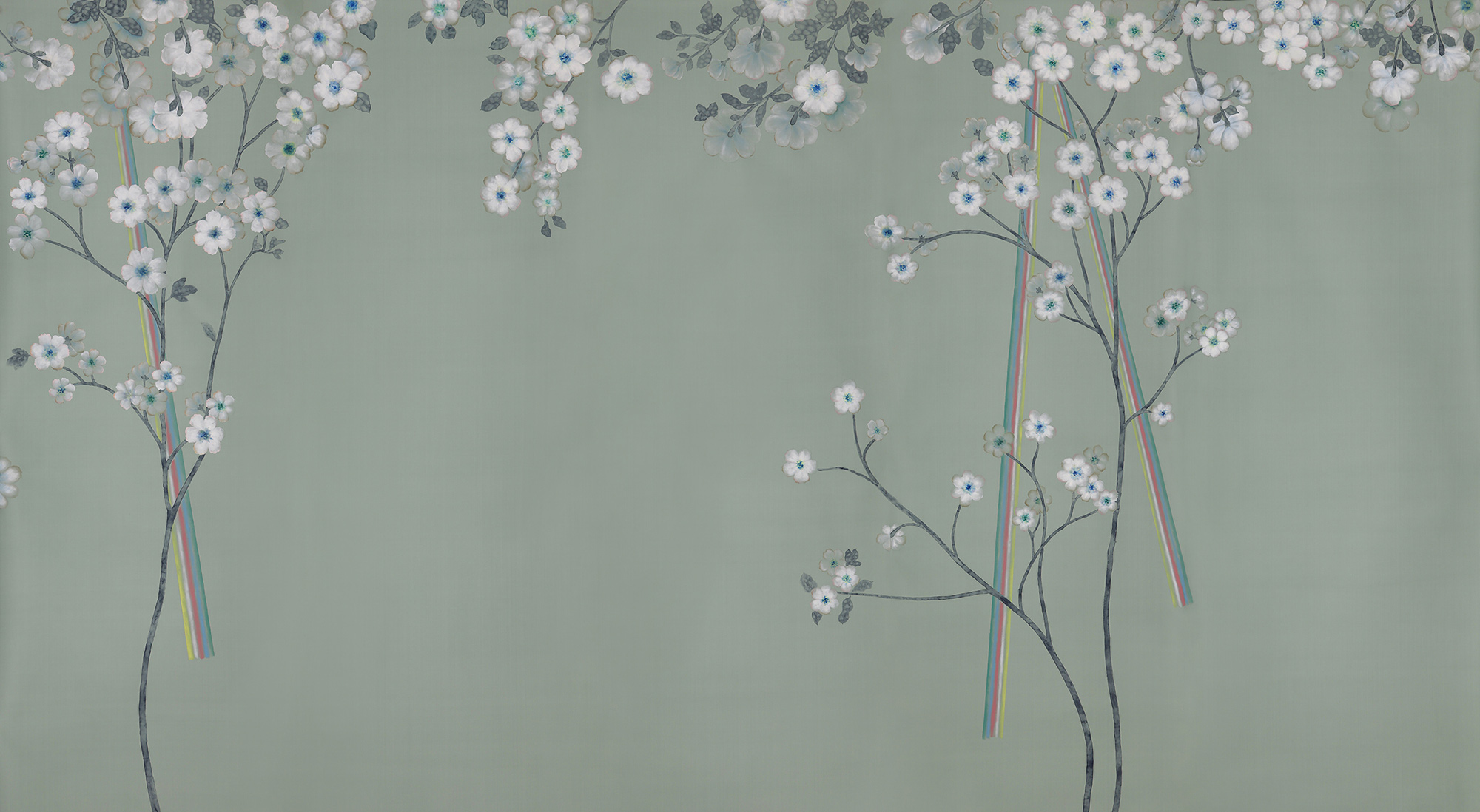 Обои ручная роспись Anemones in Light Daybreak on Blue Grey dyed silk Обои ручная роспись Anemones in Light Daybreak on Blue Grey dyed silk - постер Loft-Concept в Саратове