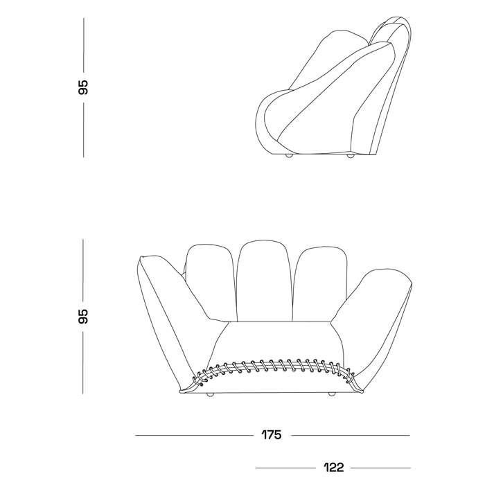 Дизайнерское кожаное кресло в форме руки Poltronova Joe Whip Armchair в Саратове