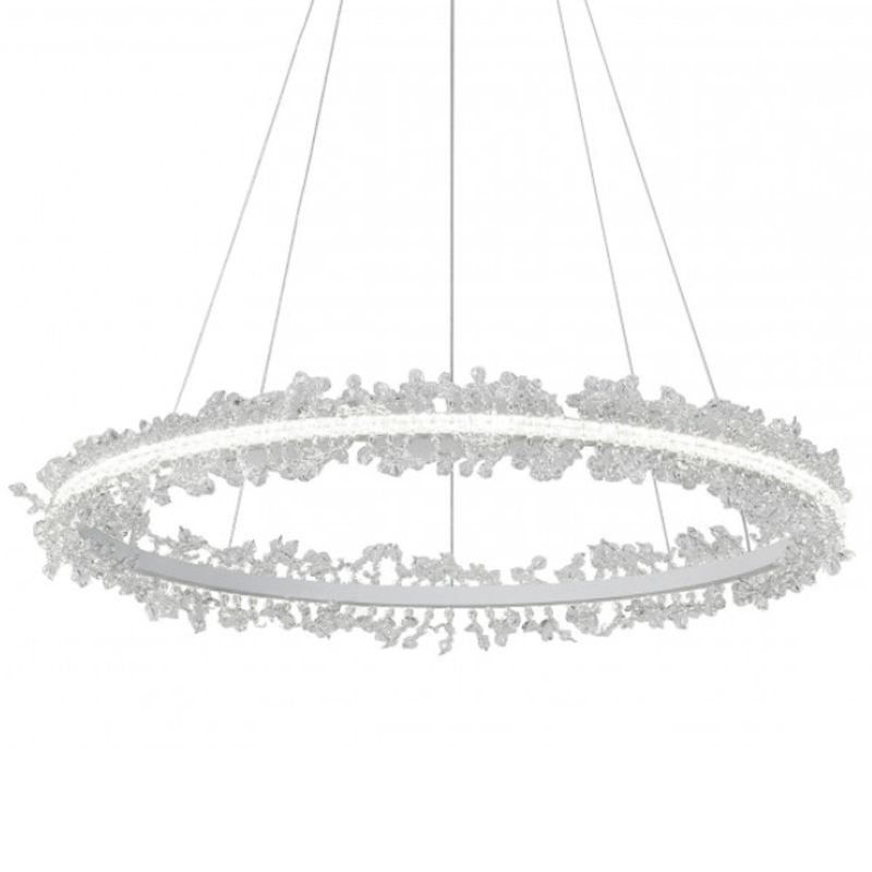 Crystal round chandelier Светильник Белое Кольцо из Хрусталя Прозрачный Латунь Crystal round chandelier Светильник Белое Кольцо из Хрусталя Прозрачный Латунь в Саратове | Loft Concept