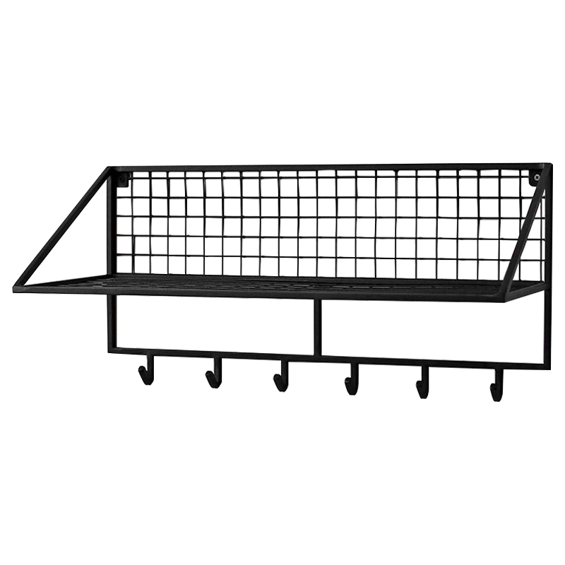 Вешалка с полкой Rhian Industrial Metal Rust Shelf Black Черный Вешалка с полкой Rhian Industrial Metal Rust Shelf Black Черный в Саратове | Loft Concept