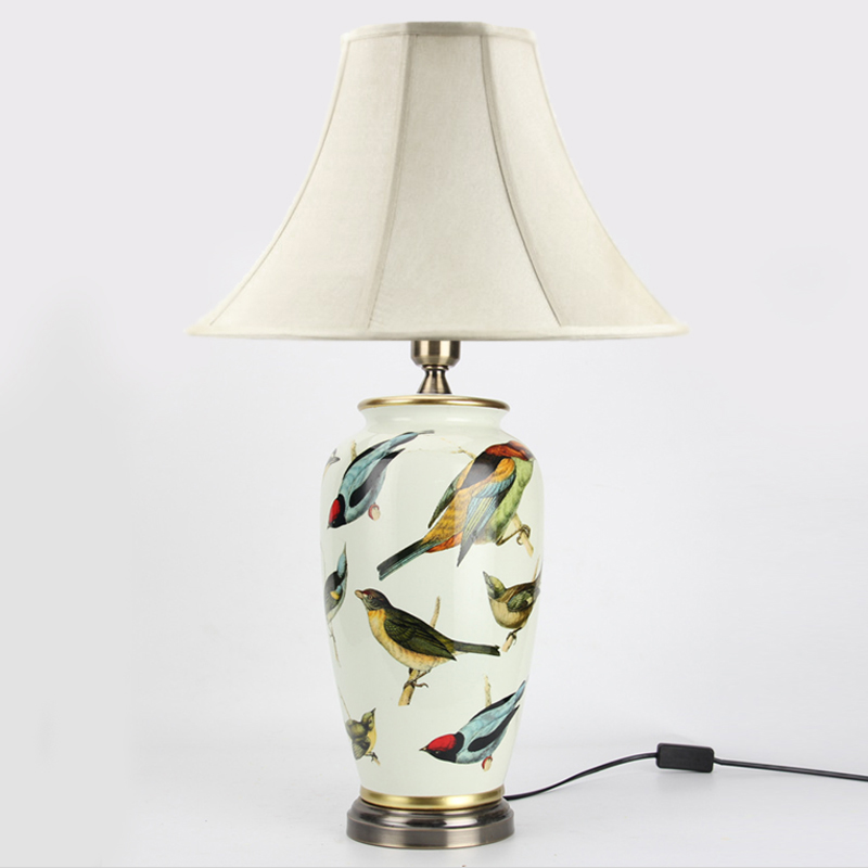 Настольная лампа Birds Blue Table lamp Белый Мульти Золотой в Саратове | Loft Concept 