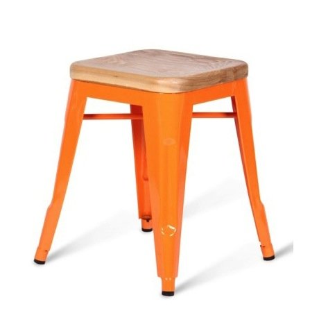 Кухонный стул Tolix Wood Seat Stool Черный Салатовый Нержавеющая сталь Красный Зеленый Желтый Голубой Белый Коричневый Оранжевый Древесина в Саратове | Loft Concept 