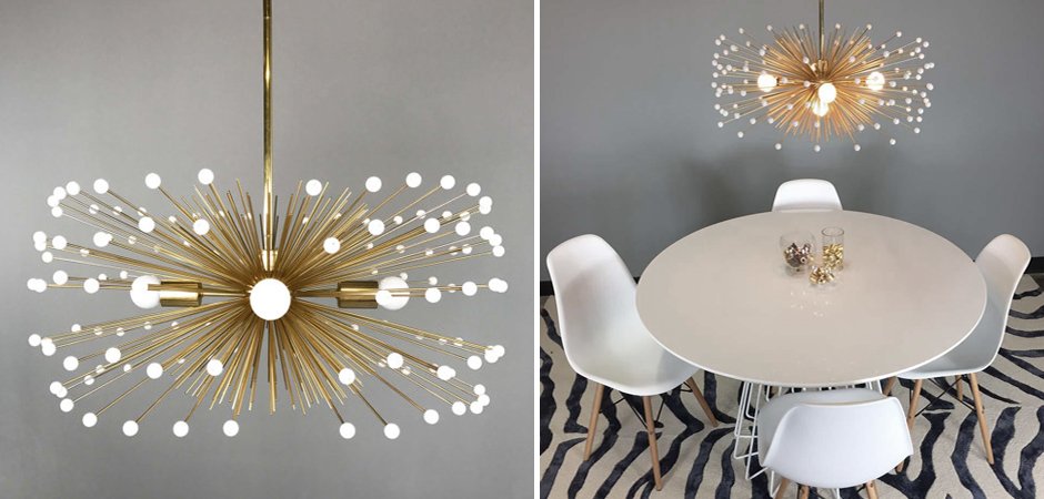 White Beaded Urchin Chandelier Sputnik  - фото №1