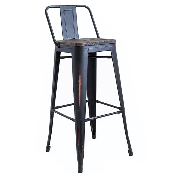 Барный стул Tolix Bar Stool Wood Черный матовый Барный стул Tolix Bar Stool Wood Черный матовый в Саратове | Loft Concept