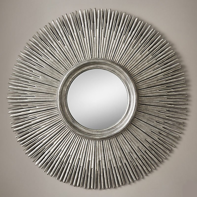 Restoration Hardware ROUND SUNBURST MIRROR Silver Серебро винтаж в Саратове | Loft Concept 