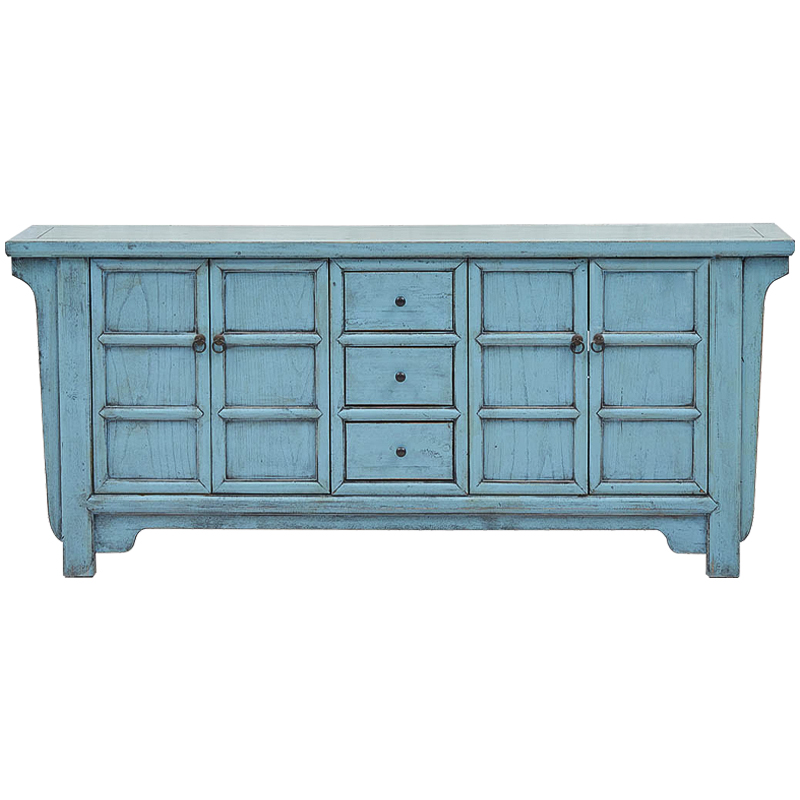 Комод в китайском стиле Blue Chest of Drawers Chinese Collection Голубой Коричневый в Саратове | Loft Concept 