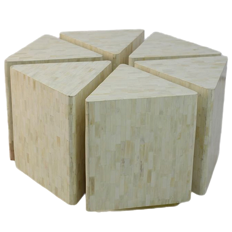 Модульный Кофейный Стол инкрустированный Костью BONE INLAY Coffee Table Бежевый Белый в Саратове | Loft Concept 