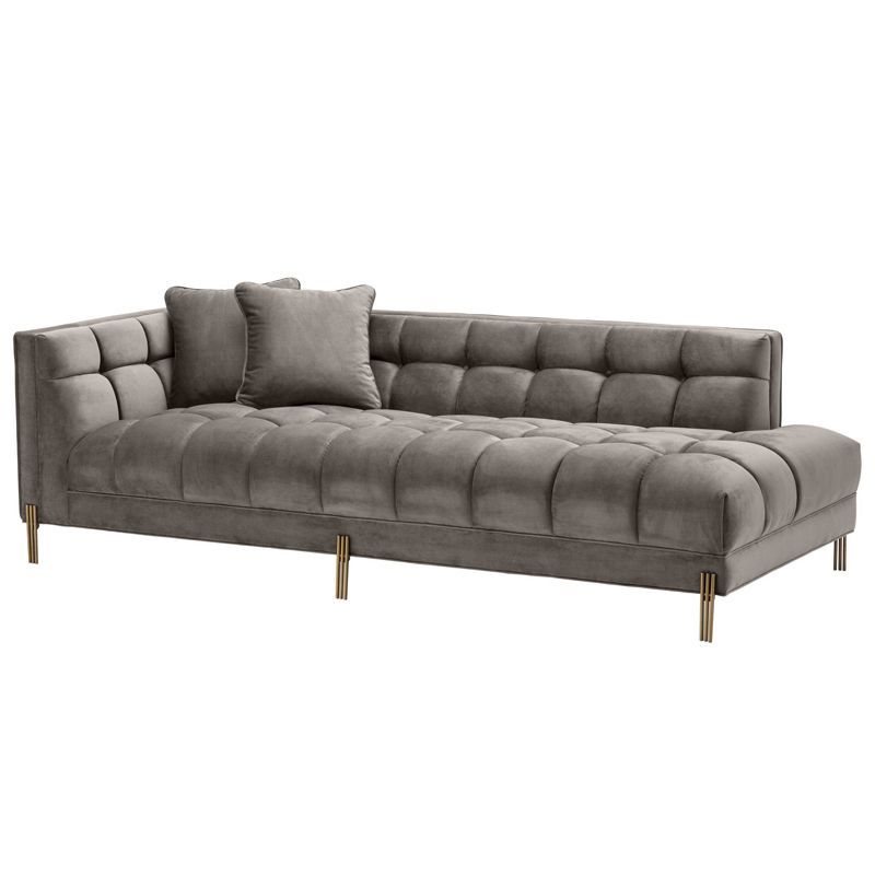 Кушетка Eichholtz Lounge Sofa Sienna Left Серый Матовая латунь в Саратове | Loft Concept 