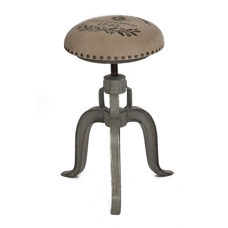 Барный стул Antique Metal Bar Stool Серый Бежево-серый в Саратове | Loft Concept 