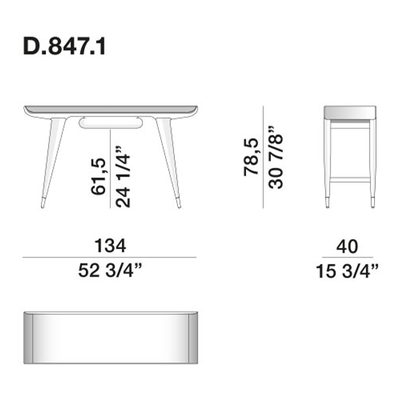 Дизайнерский рабочий стол из массива дерева Gio Ponti D.847.1 Writing Desk в Саратове