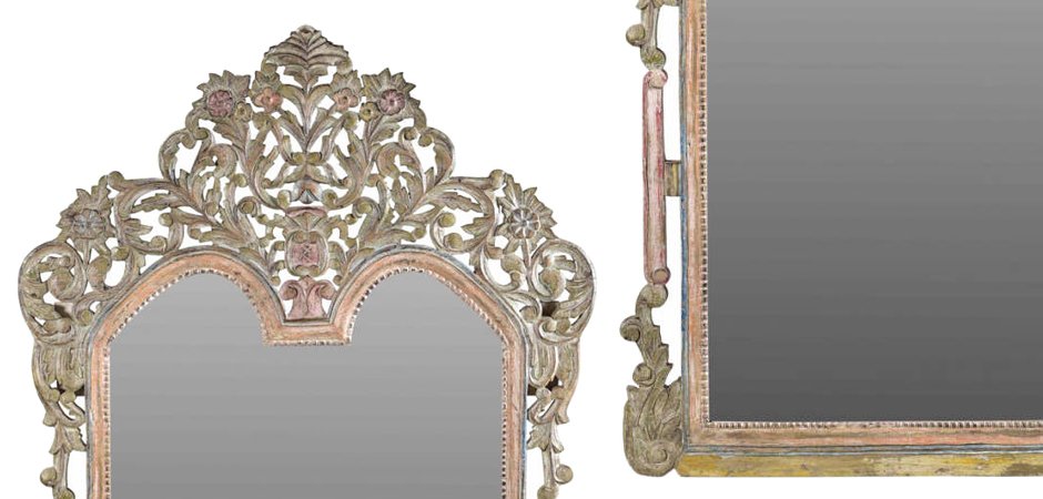 Зеркало из массива тика с растительным орнаментом Зеркало из массива тика с растительным орнаментом - Loft-Concept в Саратове