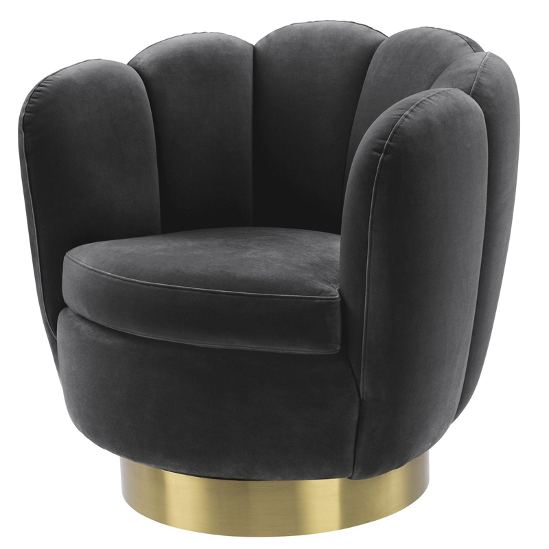 Кресло Eichholtz Swivel Chair Mirage dark grey Серый Матовая латунь в Саратове | Loft Concept 