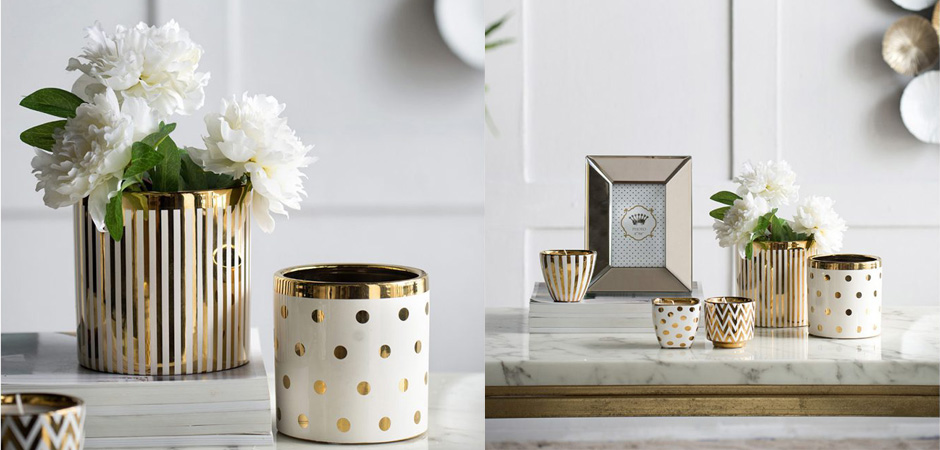 Ваза Gold & White Stripes Ваза Gold & White Stripes - Loft-Concept в Саратове