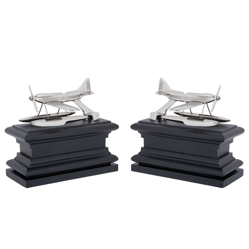 Держатель для книг Eichholtz Bookend Hydroplane set of 2 Nickel Никель Черный в Саратове | Loft Concept 