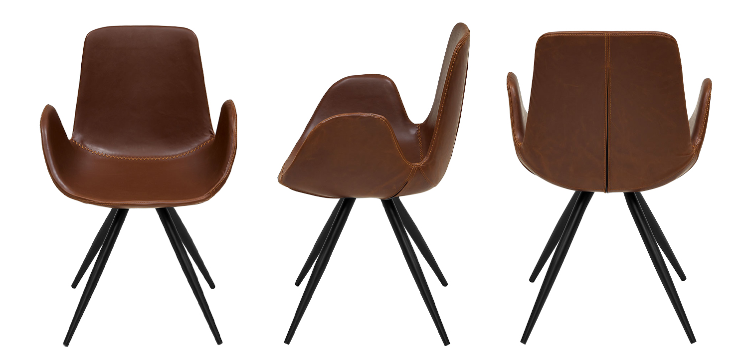 Стул коричневый с обивкой из эко-кожи Leigh Chair - фото