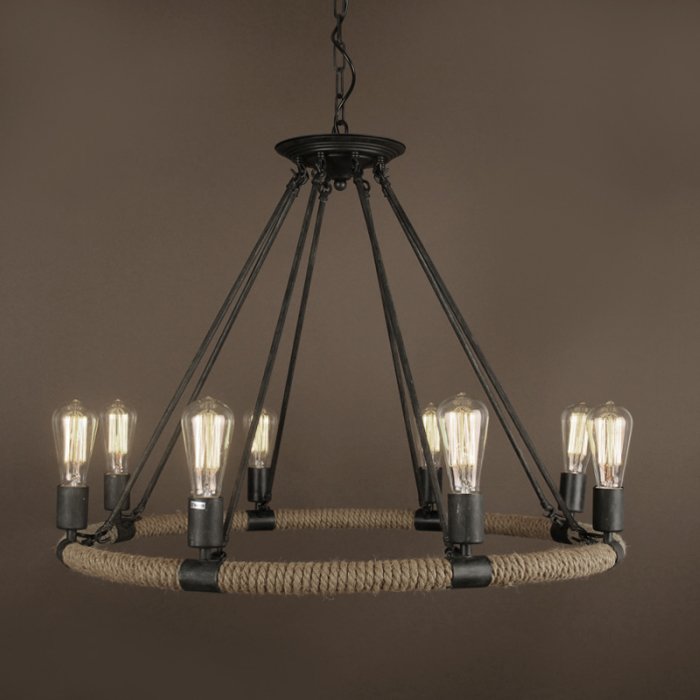 Люстра Round Tube Loft Rope Light Черный Люстра Round Tube Loft Rope Light Черный в Саратове | Loft Concept