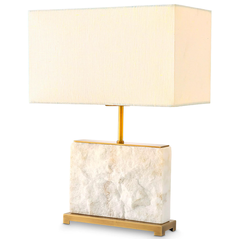 Настольная лампа Eichholtz Table Lamp Newton S Marble Белый Мрамор Bianco Латунь Кремовый в Саратове | Loft Concept 